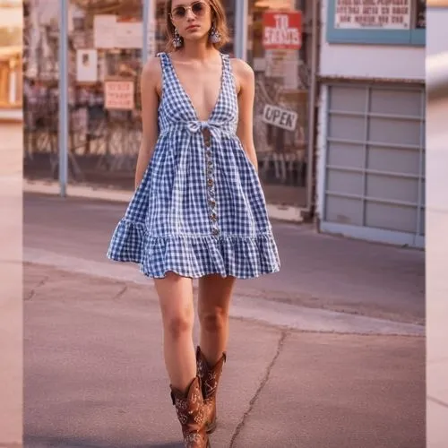 ADD MATCHING 1 INCH GINGHAM TIE,polka dot dress,blue checkered,country dress,vintage dress,shirtdress,cowboy plaid,gingham,retro woman,retro girl,vintage fashion,shirtdresses,vintage girl,light plaid,