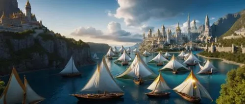 gondolin,fantasy picture,tirith,3d fantasy,fantasy landscape,rivendell,citadels,beleriand,narnians,sailing boats,erebor,narnian,nargothrond,lotronex,riftwar,thingol,silmarillion,valinor,fantasy art,fantasy city