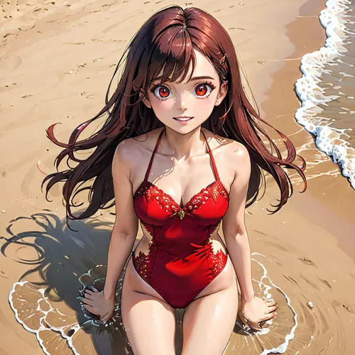 one-piece swimsuit,summer swimsuit,swimsuit,beach background,red sand,sanya,bathing suit,mikuru asahina,beach scenery,lifeguard,girl in swimsuit,akko,tankini,honmei choco,kotobukiya,beach toy,at sea,red summer,on the beach,pink beach,Anime,Anime,General