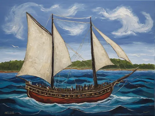 Water Painting - Ancient Seas Sold by Lia Melia,sea sailing ship,sailing vessel,sail ship,caravel,sailing ship,wherry,three masted sailing ship,friendship sloop,sloop-of-war,galleon ship,david bates,s