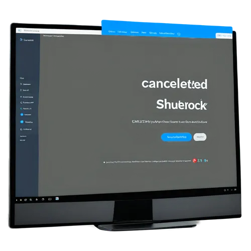 Cancelled ShutterStock account page, desktop screen, solo,  (24inch), modern design, white background, blue buttons, grey text, profile picture, logout icon, confirmation pop-up window, softbox shadow