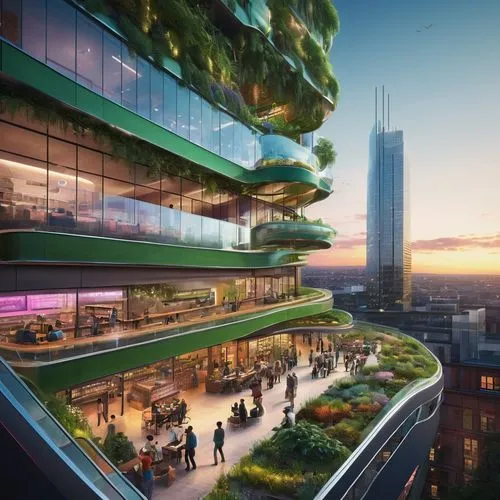 hudson yards,bjarke,capitaland,mvrdv,costanera center,futuristic architecture,roof garden,skywalks,ecotopia,arcology,megaproject,tishman,vinoly,skypark,smart city,penthouses,hotel barcelona city and coast,urban development,skybridge,planta,Art,Artistic Painting,Artistic Painting 48