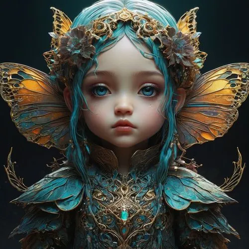 faery,faerie,fantasy portrait,little girl fairy,child fairy,fantasy art,fairy peacock,fairy queen,vanessa (butterfly),flower fairy,3d fantasy,baroque angel,fairy,mystical portrait of a girl,fae,dryad,navi,gatekeeper (butterfly),evil fairy,antasy,Illustration,Japanese style,Japanese Style 18