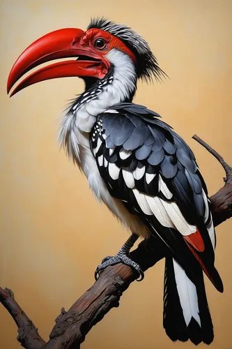 Red Billed Hornbill by Denise Horne-Kaplan,ivory-billed woodpecker,hornbill,yellowbilled hornbill,yellow-billed hornbill,oriental pied hornbill,malabar pied hornbill,lesser pied hornbill,woodpecker bi