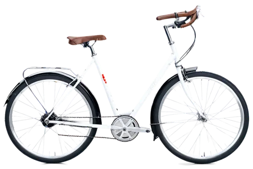 bicycle, road bike, sleek design, silver frame, black wheels, thin tires, white handlebars, brown leather saddle, metallic pedals, chain drive system, detailed gearshift, morning sunlight, 3/4 composi