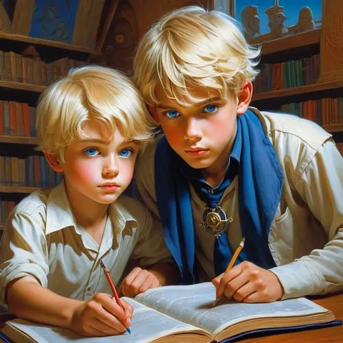 children studying,children drawing,schoolchildren,heatherley,leyendecker,children learning,Conceptual Art,Fantasy,Fantasy 04