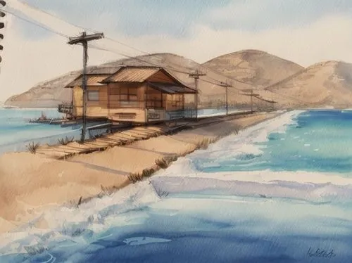 beach hut,fisherman's hut,beach huts,watercolor cafe,watercolor sketch,lifeguard tower,seaside resort,watercolor,beach landscape,oahu,watercolor shops,water color,watercolor painting,watercolor background,fisherman's house,watercolor tea shop,watercolor blue,floating huts,seaside view,seaside country