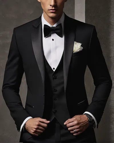 With the BLACK by Vera Wang tuxedo there's a certain,men's suit,wedding suit,tuxedo,formal guy,formal wear,tuxedo just,suit of spades,formal attire,men's wear,a black man on a suit,james bond,black bu