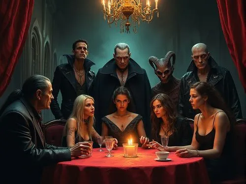 dethklok,volturi,seance,strahd,ravenloft,dice poker,Conceptual Art,Oil color,Oil Color 04