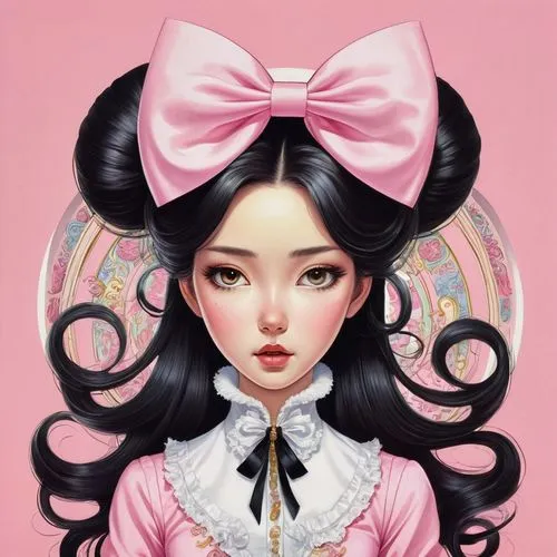 minnie mouse,xueying,geisha girl,pink ribbon,zilin,kommuna,Conceptual Art,Fantasy,Fantasy 24