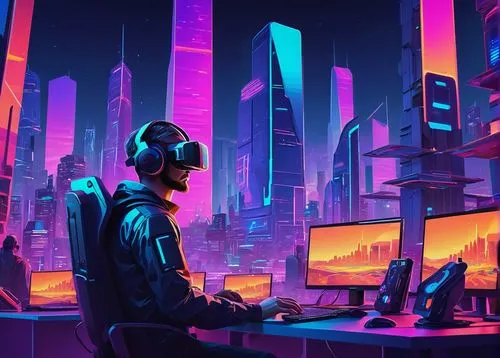 cyberpunk,cyber,man with a computer,computer,computer addiction,futuristic,digital nomads,cyberspace,cyber glasses,computer freak,world digital painting,mute,freelancer,coder,modern,futuristic landscape,computer room,dystopian,connected world,cityscape,Art,Classical Oil Painting,Classical Oil Painting 20