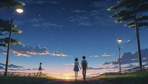 romantic scene,starry sky,summer evening,evening atmosphere,summer sky,romantic night,violet evergarden,night sky,euphonium,clear night,landscape background,fireflies,world end,in the evening,girl and boy outdoor,the night sky,nightsky,dusk background,night stars,distance,Photography,General,Realistic