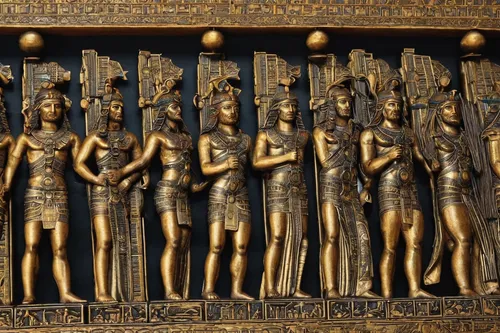 bronze figures,the court sandalwood carved,bronze wall,sarcophagus,royal tombs,obelisk tomb,pharaonic,pharaohs,wooden figures,abacus,the sculptures,edfu,ancient egyptian,egyptian,golden buddha,tutankhamen,egyptian temple,carvings,maat mons,golden scale,Illustration,Abstract Fantasy,Abstract Fantasy 21