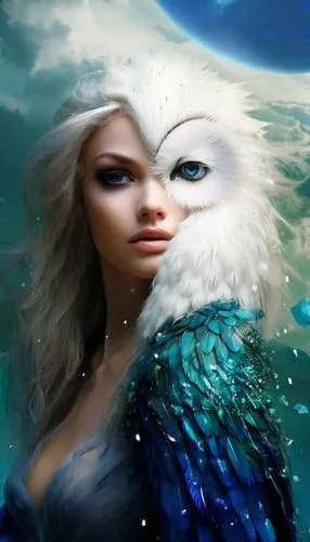 amphitrite,sirene,fantasy picture,fantasy art,sea swallow,ice queen