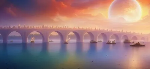 fantasy landscape,dragon bridge,arch bridge,fantasy picture,futuristic landscape,rainbow bridge,love bridge,bridge,angel bridge,golden bridge,bridge arch,bridge new europe,scenic bridge,full hd wallpaper,bridges,danube bridge,3d fantasy,tied-arch bridge,stargate,moonrise,Illustration,Realistic Fantasy,Realistic Fantasy 01