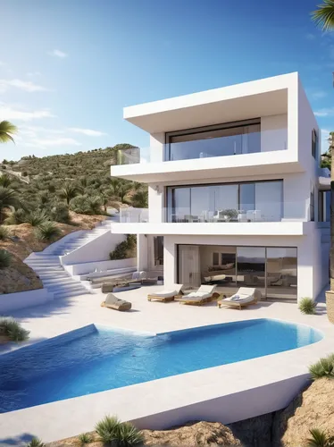 Luxury villa in a closed and exclusive residential complex in Cumbre del Sol - Keysol Property S.L.,holiday villa,modern house,dunes house,luxury property,3d rendering,modern architecture,the balearic