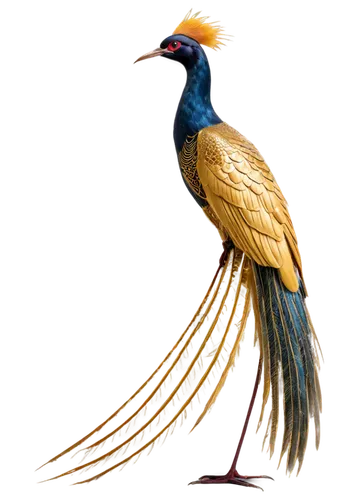 Chinese style phoenix, golden feathers, intricate patterns, crimson eyes, slender neck, majestic posture, solo, morning sunlight, soft warm lighting, shallow depth of field, cinematic composition, 3/4