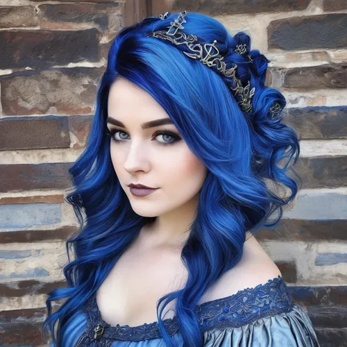 blue peacock,blue hair,bluejay,blue enchantress,princess crown,blue jay,winterblueher,royal blue,violet head elf,tiara,celtic queen,victorian lady,unicorn crown,fairy queen,spring crown,lycia,fairy peacock,ice queen,foam crowns,elsa,Illustration,Realistic Fantasy,Realistic Fantasy 42