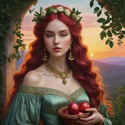 demelza,persephone,fantasy portrait,titania,fantasy picture,ostara,Illustration,Abstract Fantasy,Abstract Fantasy 05