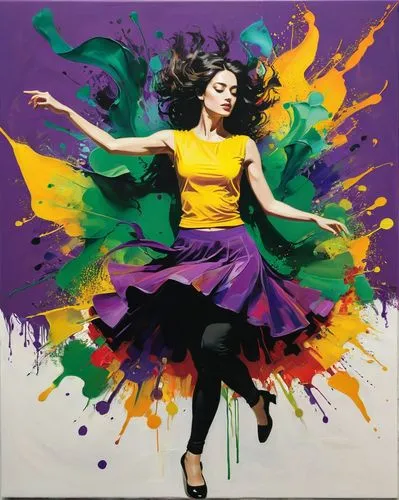 dance with canvases,colori,flamenco,colorfull,love dance,bhangra,Conceptual Art,Oil color,Oil Color 02