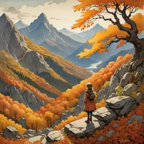 autumn mountains,autumn background,fall landscape,autumn landscape,autumn scenery,autumn theme,autumn idyll,autumn frame,autumn icon,mountain scene,mountain landscape,autumn forest,autumn day,the autumn,autumn camper,autumn,fall foliage,autumn walk,landscape background,autumn tree,Illustration,Retro,Retro 19