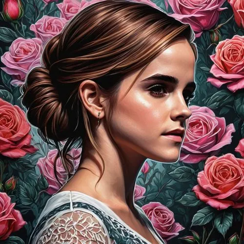 rosa,girl in flowers,romantic portrait,hermione,flower painting,digital painting,hedge rose,romantic rose,rosa peace,rose,bella rosa,rose png,way of the roses,jasinski,principessa,fantasy portrait,portrait background,rosy,rosa bonita,esme,Illustration,Realistic Fantasy,Realistic Fantasy 25