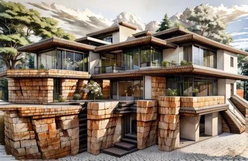 cubic house,dunes house,modern house,fallingwater,earthship,cube stilt houses,3d rendering,luxury home,house in mountains,pool house,house in the mountains,biomes,render,floating islands,ecovillages,treehouses,holiday villa,large home,cube house,3d render