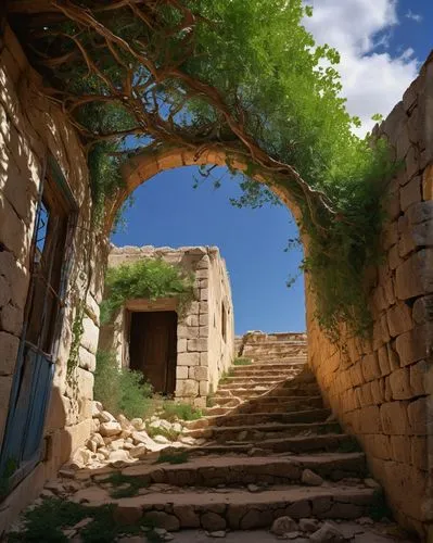 knossos,palace of knossos,spinalonga,kythera,tiryns,mycenae,ajloun,peloponnese,batroun,sepphoris,mardin,alqosh,dingli,dougga,lycian way,stone stairway,acrocorinth,greek island door,safed,mycenean,Illustration,Realistic Fantasy,Realistic Fantasy 04