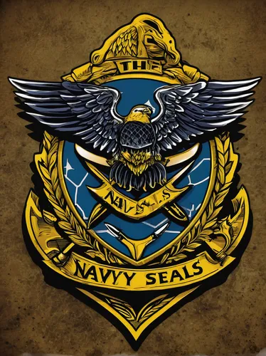 Craft a bold and impactful logo for the Navy Seals symbolizing honor and heroism.,united states navy,usn,us navy,navy,call sign,united states air force,sea hawk,emblem,seal,gray seal,military organiza