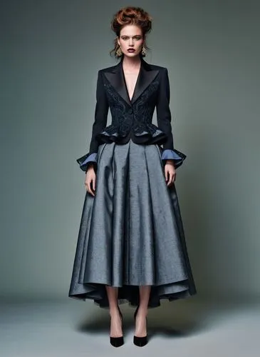 Fashion show ,a model in a black jacket and grey dress,overcoats,goldfrapp,imperial coat,overcoat,woman in menswear,greatcoat,Photography,General,Natural