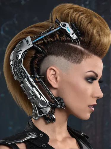 artificial hair integrations,mohawk hairstyle,streampunk,pompadour,mohawk,cyberpunk,asymmetric cut,cyborg,hair shear,cybernetics,biomechanical,futuristic,razor ribbon,hairstyler,stylograph,chainlink,punk design,cosmetology,cyber,neottia nidus-avis,Conceptual Art,Sci-Fi,Sci-Fi 09