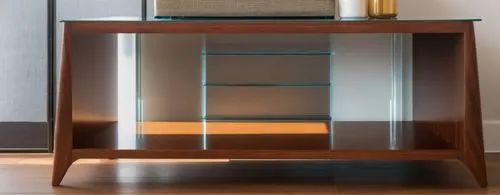 living table ,modern wooden and glass desk on hardwood floor,minotti,minibar,tv cabinet,display case,credenza,highboard,bookcase,lucite,mobilier,kartell,associati,bookstand,metal cabinet,sideboard,tan