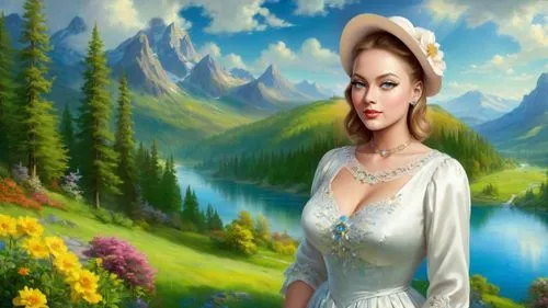 fantasy picture,landscape background,fantasy art,tuatha,nature background,countrywoman