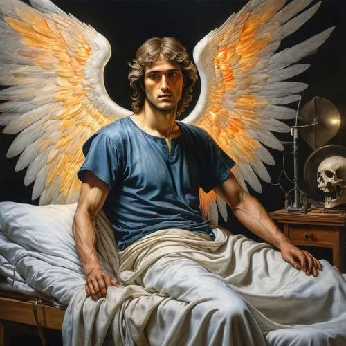 archangel,the archangel,baroque angel,angelus,fallen angel,antinous,Art,Classical Oil Painting,Classical Oil Painting 34