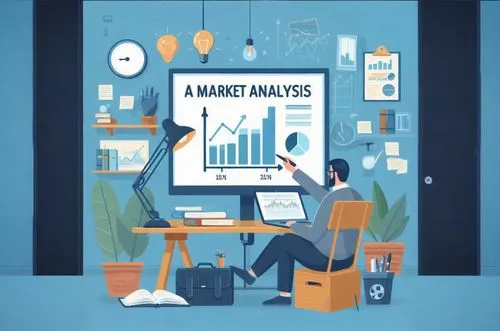 man sitting at a desk looking at a market diagram on a board,datametrics,data analytics,buzzmetrics,analyticity,analytics,online analysis,analysts,quantified,analyzers,analyst,planalytics,analyse,annu