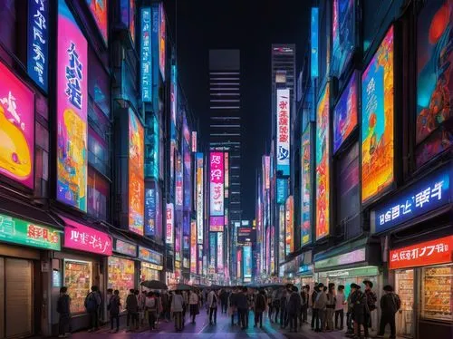 Axon architecture, futuristic building, sleek lines, metallic materials, glass facade, neon lights, urban cityscape, night scene, Tokyo streets, crowded sidewalk, holographic advertisements, cyberpunk