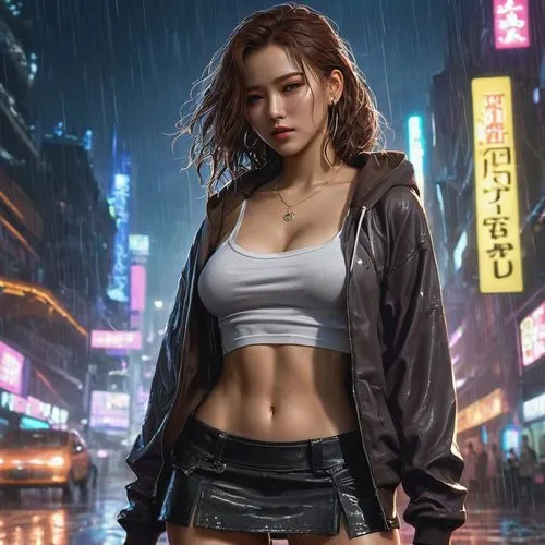 cyberpunk,asami,tifa,in the rain,walking in the rain,kaidan,xiaomei,lara,kasumi,yingjie,chengli,jacket,croft,supra,renegade,yangmei,kinkade,xianwen,brigette,kusanagi,Photography,General,Natural