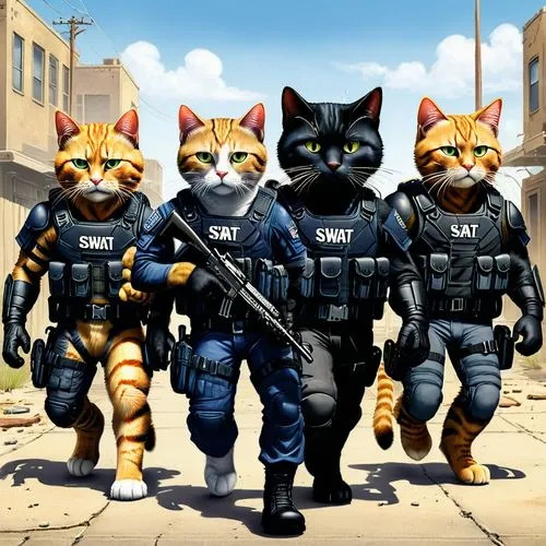 mercenaries,thunderclan,tomcats,commandos,pussycats,patrols,Illustration,American Style,American Style 02