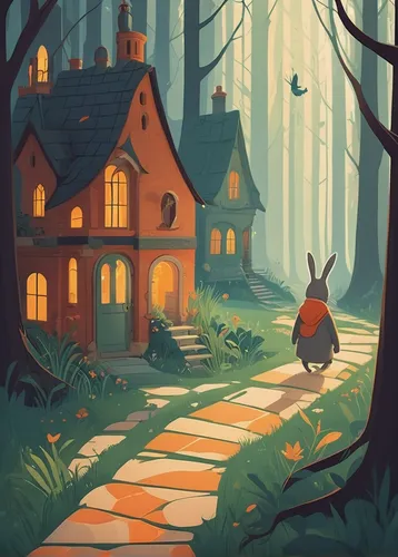 witch's house,house in the forest,little house,lonely house,witch house,house silhouette,hare trail,fairy house,my neighbor totoro,cottage,halloween illustration,wander,small house,home or lost,fairy tale,studio ghibli,stroll,fairy chimney,summer cottage,old home,Illustration,Vector,Vector 05