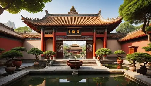 asian architecture,buddhist temple,hall of supreme harmony,sanshui,dojo,zhaozhou,jinyuan,fengshui,jiangxia,hengdian,tianxia,qibao,jiangnan,pengshui,water palace,hanging temple,qingcheng,shuozhou,huangdi,huangmei,Conceptual Art,Fantasy,Fantasy 29