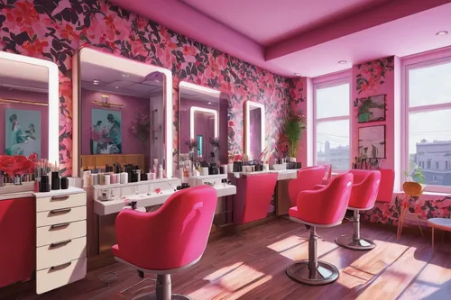 beauty room,salon,beauty salon,barber shop,hairdresser,hairdressing,the little girl's room,barbershop,hairdressers,cosmetics counter,hairstyler,hair dresser,hairstylist,modern room,parlour,dressing table,great room,barber,ornate room,doll kitchen,Conceptual Art,Sci-Fi,Sci-Fi 07