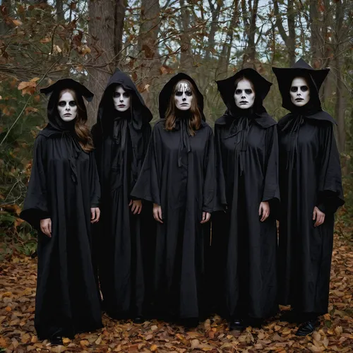 Write a spooky group costume idea for a haunted house,blackmetal,helloween,dance of death,death's-head,halloweenkuerbis,clergy,witch house,druids,pentagram,carpathian,danse macabre,all saints' day,sep