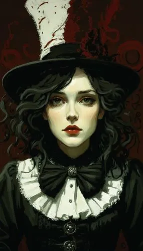 victoriana,vampire woman,victorian lady,vampire lady,gothic woman,gothic portrait,carmilla,queen of hearts,rasputina,hatter,countess,vampyre,black hat,vampy,helsing,vampire,milady,zatara,goth woman,quirine,Illustration,Black and White,Black and White 02