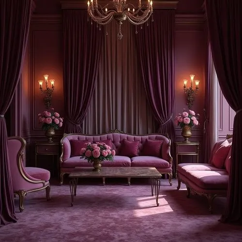 ornate room,baccarat,damask background,opulent,opulently,victorian room,opulence,sitting room,royal interior,sumptuous,damask,great room,poshest,luxurious,chaise lounge,beauty room,purple wallpaper,boisset,interior decoration,chambre,Photography,General,Realistic