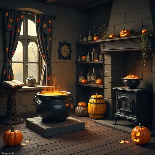 halloween background,halloween wallpaper,halloween scene,autumn decor,autumn theme,halloween decor,Illustration,Realistic Fantasy,Realistic Fantasy 27