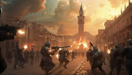 smooth motion, no deformity,an image of a game scene of people and buildings,theed,constantinople,malazan,harran,varsavsky,lankhmar