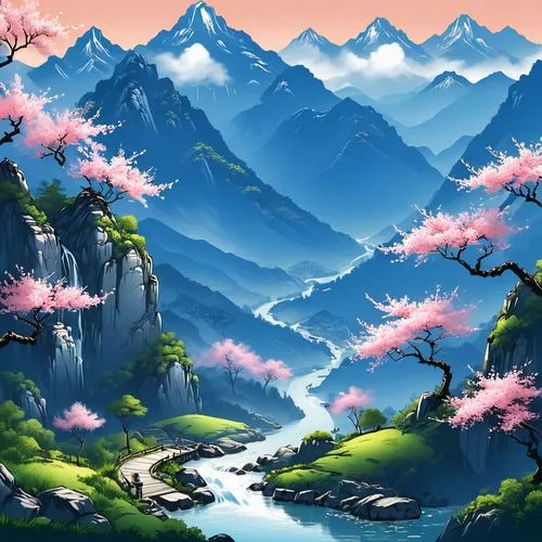 japanese sakura background,japanese mountains,mountain landscape,mountainous landscape,mountain scene,landscape background,springtime background,sakura background,mountains,japanese alps,spring background,fantasy landscape,japanese floral background,mountain world,mountainous,alpine landscape,autumn mountains,mountain flowers,mountain range,mountain valleys,Unique,Design,Blueprint