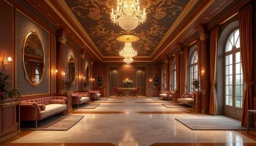 royal interior,ritzau,hallway,ornate room,ballroom,entrance hall,foyer,baccarat,hotel hall,enfilade,corridor,lobby,europe palace,grand hotel europe,poshest,chateau margaux,amanresorts,luxury home interior,residenz,luxury hotel,Photography,General,Realistic