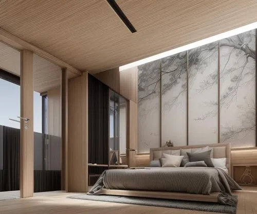 modern room,bedroom,sleeping room,interior modern design,3d rendering,minotti,contemporary decor,modern decor,bedrooms,japanese-style room,associati,renderings,guest room,wallcoverings,render,snohetta,renders,concrete ceiling,great room,interior design