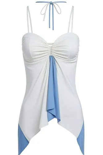 时髦、性感、欧美风格,the blue and white halte top with a bow,sail blue white,two piece swimwear,wing blue white,mazarine blue,camisole,jasmine blue